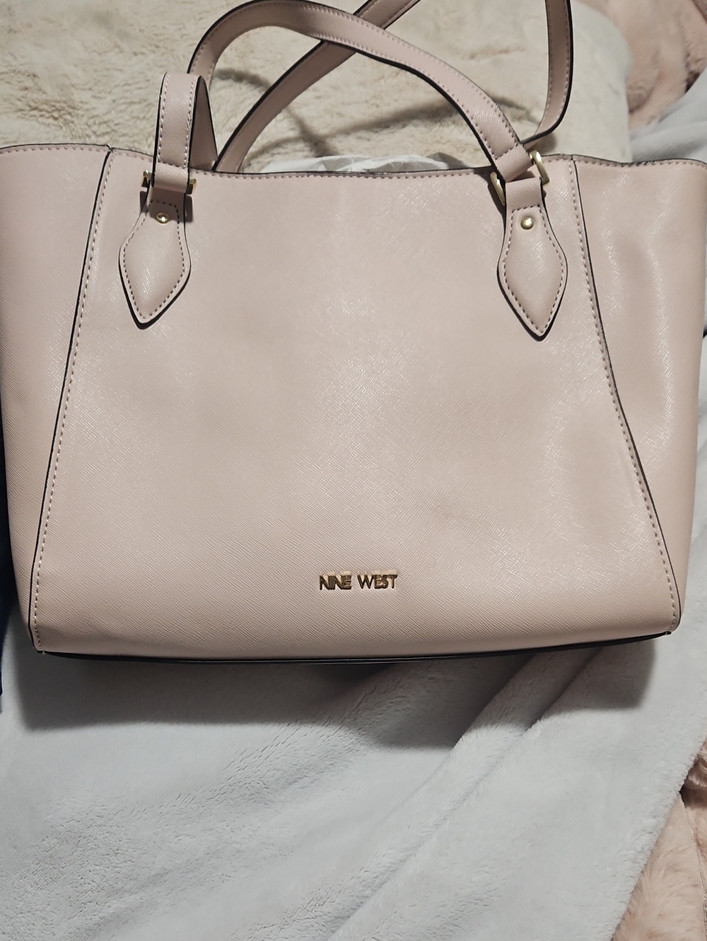 Nine West Pale Blush Tote Bag with Gold Logo